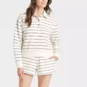 Universal Thread Cream and Black Striped Set
